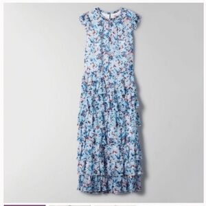Aritzia Little Moon Blue Rarity Tiered‎ Maxi Dress Sz XS
